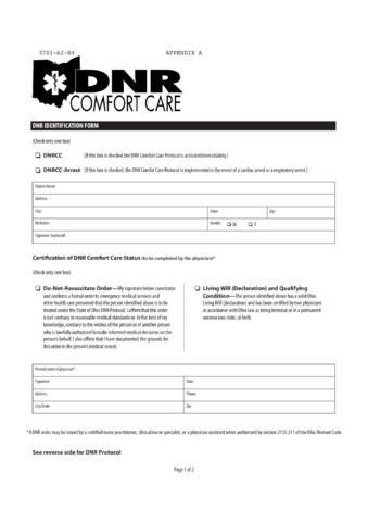 2023 DNR Medical Form - Fillable, Printable PDF & Forms | Handypdf