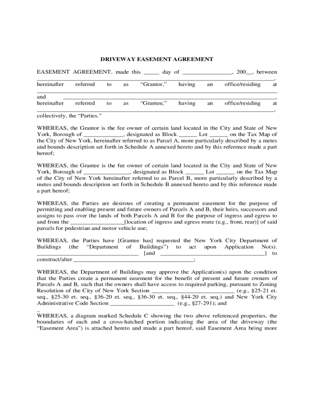 2024 Driveway Easement Agreement Form Fillable Printable PDF Forms Handypdf