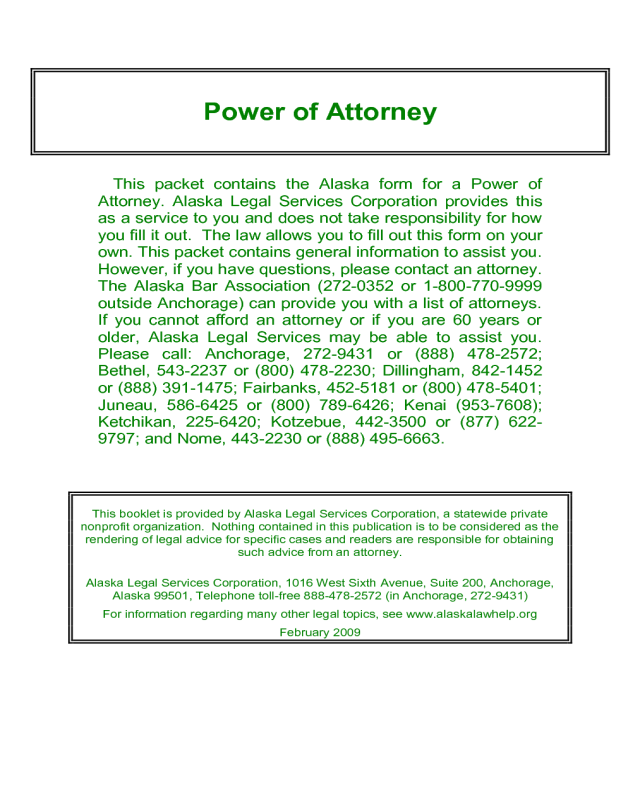 Durable Power of Attorney - Alaska