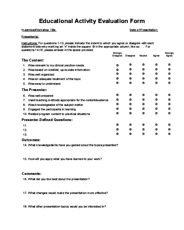 Educational Activity Evaluation Form