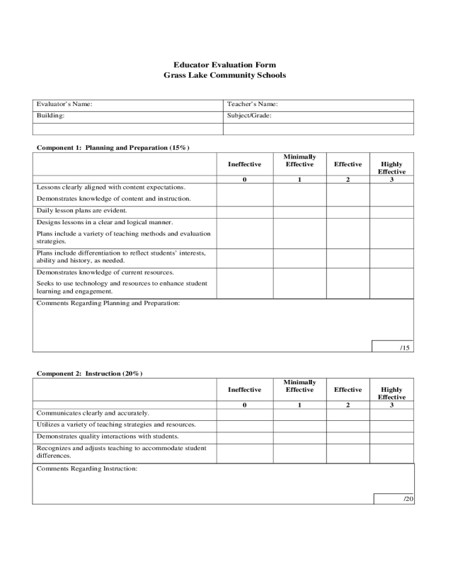 Educator Evaluation Form