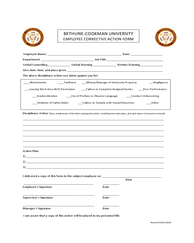 2023 Employee Corrective Action Form Fillable Printable PDF Forms 