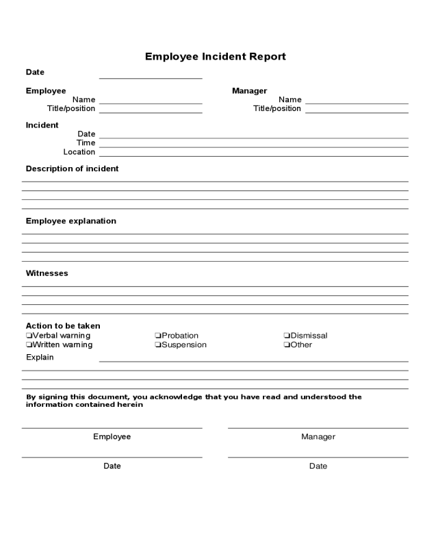 2024 Employee Incident Report Fillable Printable PDF Forms Handypdf