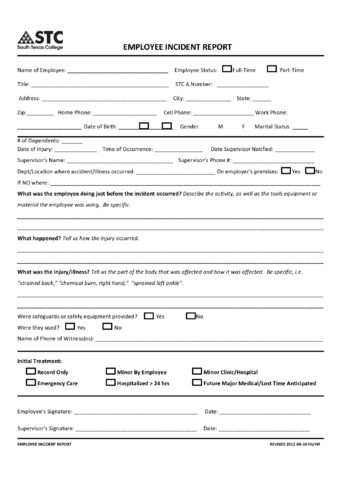 2024 Employee Incident Report - Fillable, Printable PDF & Forms | Handypdf