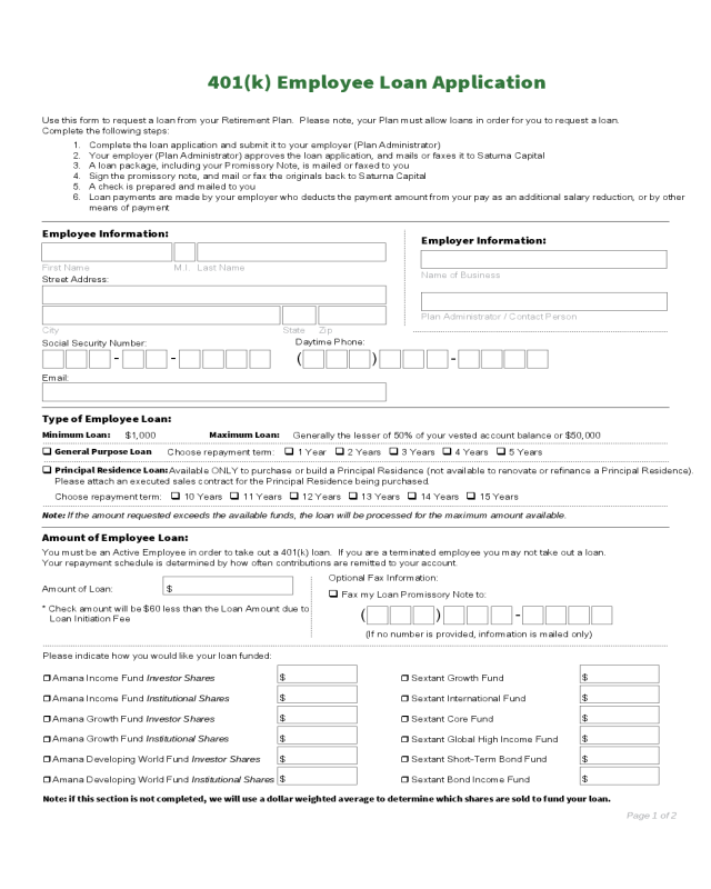 Employee Loan Application Form Sample