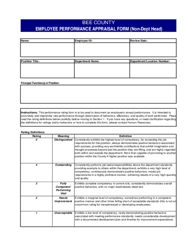 Employee Performance Evaluation Form- Texas