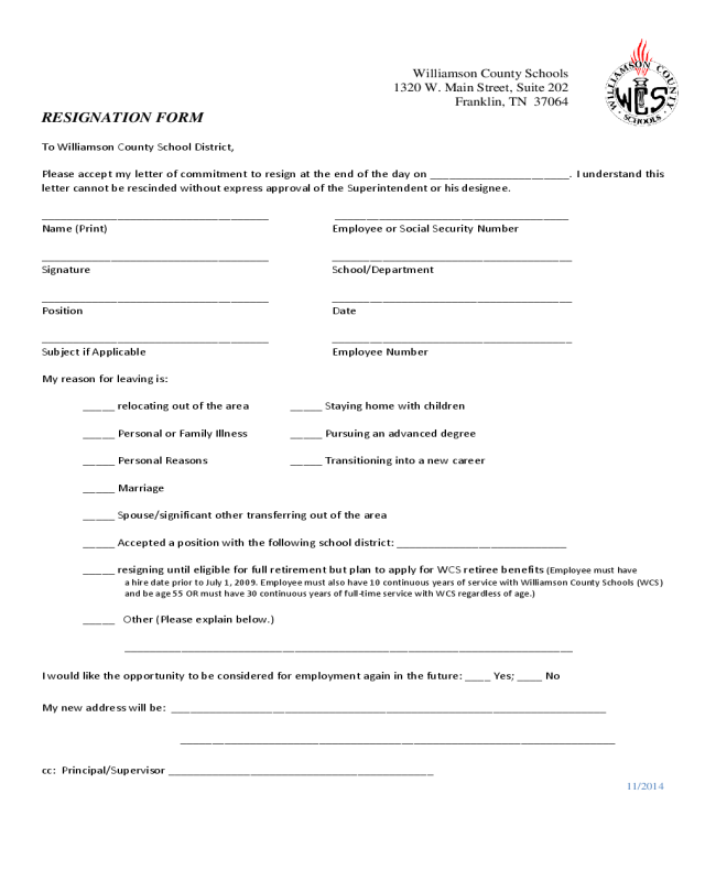 2024 Employee Resignation Form Fillable Printable PDF Forms Handypdf