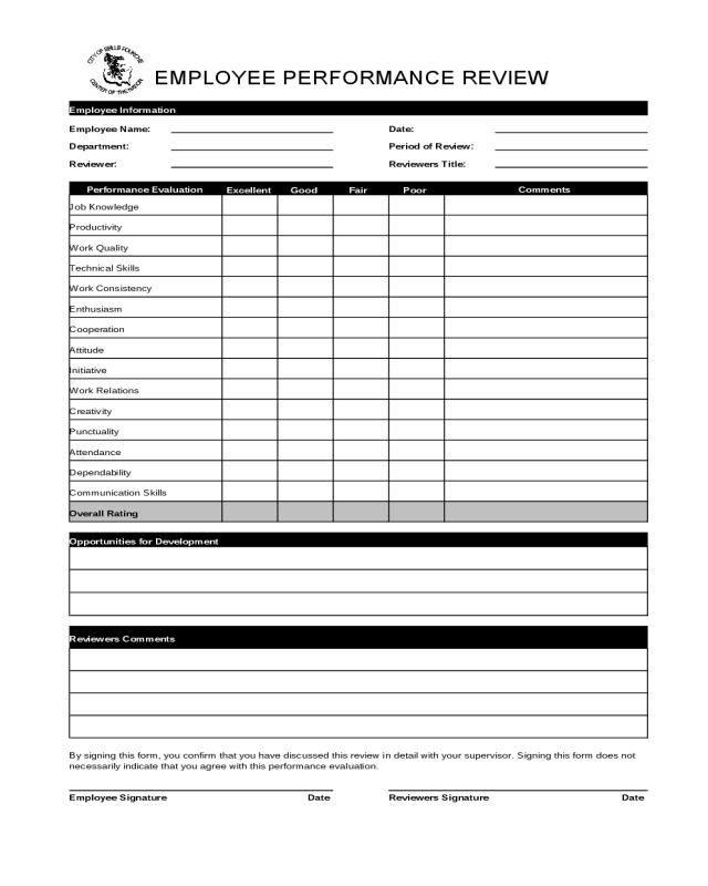 Employee Review Form - South Dakota
