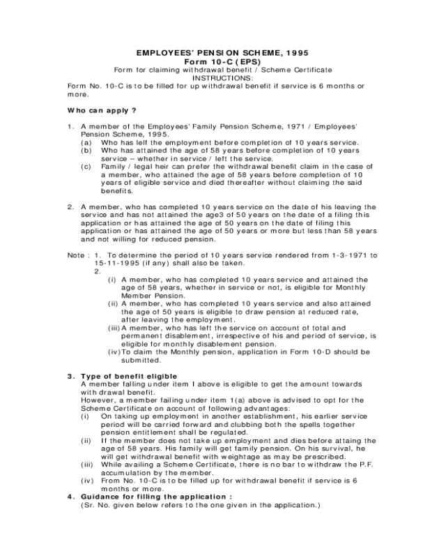 Employees Pension Scheme 1995 Form Sample