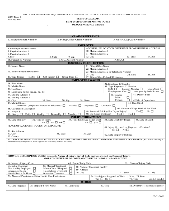 2023 Workers Compensation Forms Fillable Printable Pdf And Forms