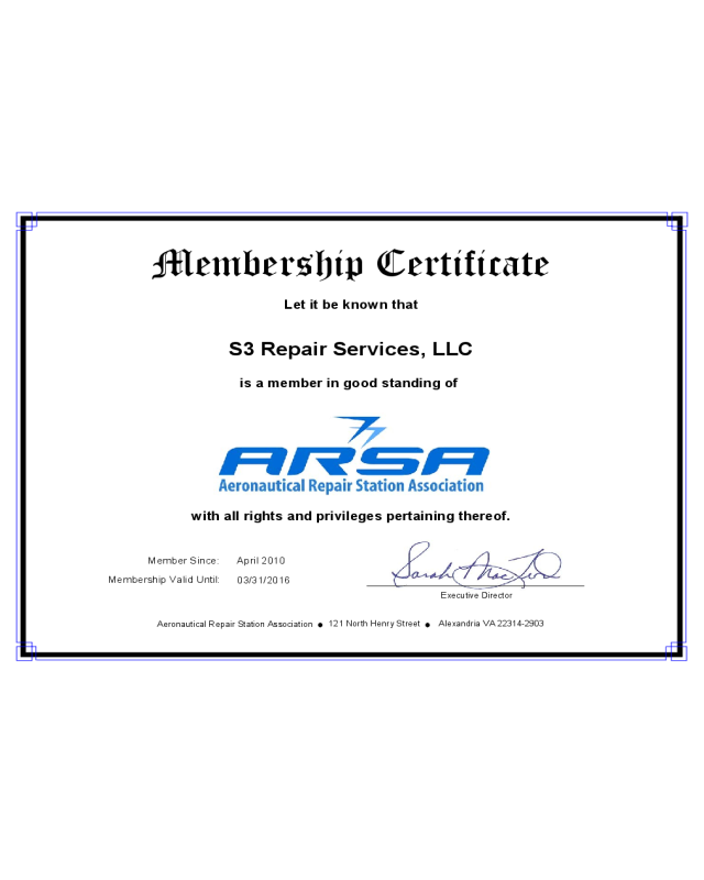 Example of Membership Certificate