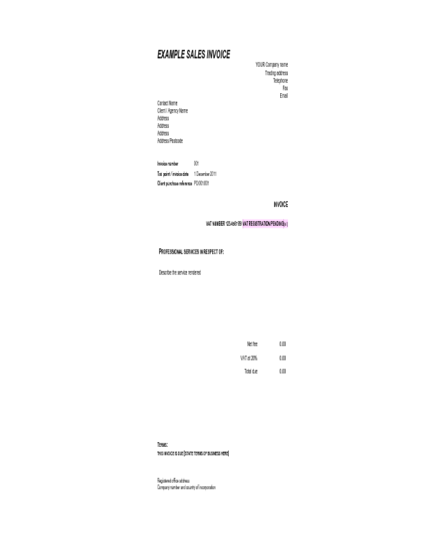 Example Sales Invoice Template