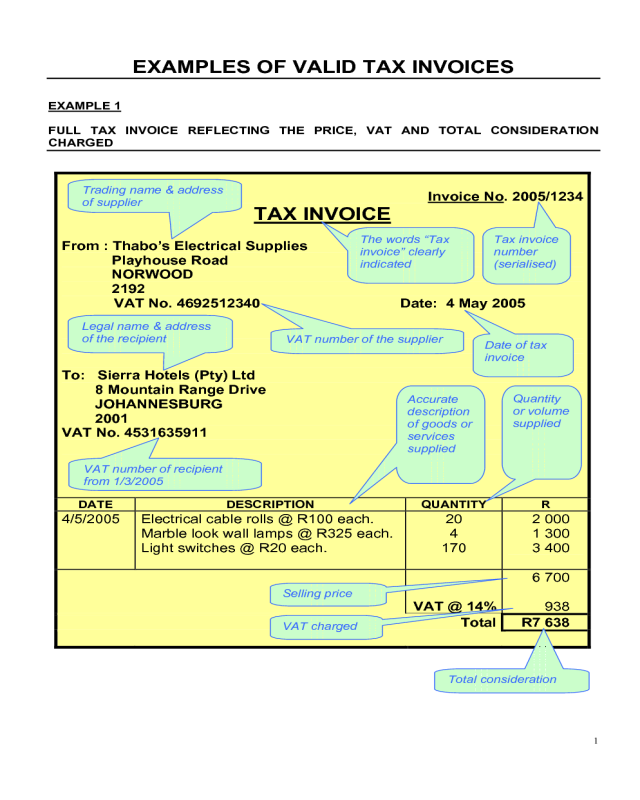 Examples of Valid Tax InvoiceTemplates