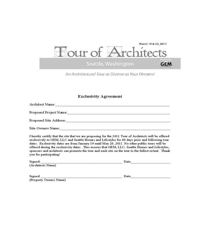 Exclusivity Agreement - Tour of Architects