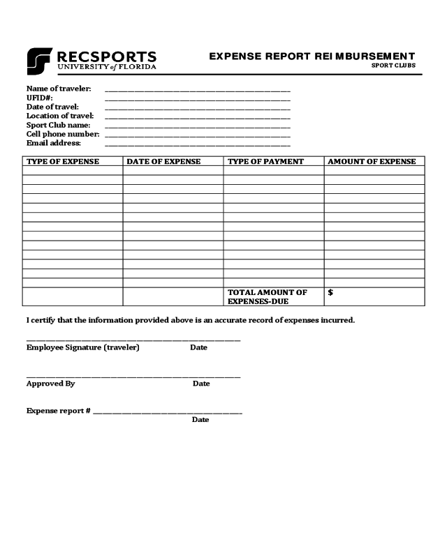 Expense Report Form - Florida