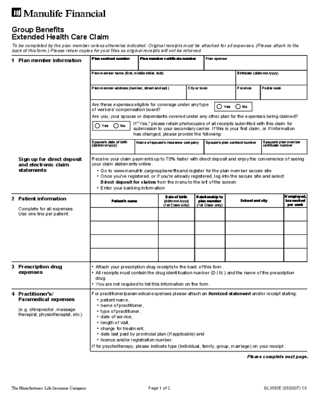 Extended Health Care Claim Form