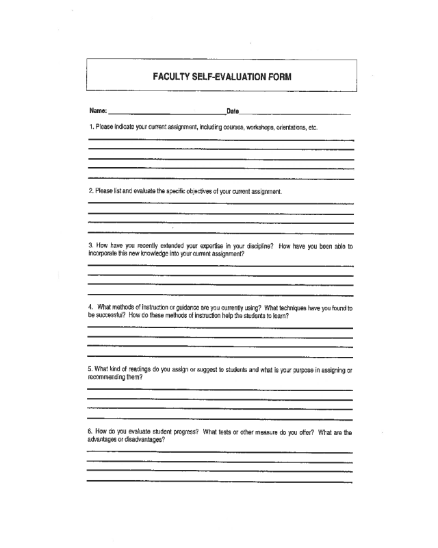 Faculty Self-evaluation Form