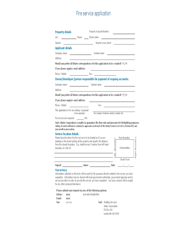Fire service application sample form