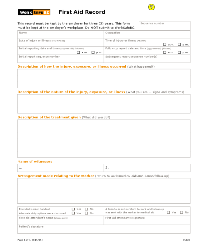 2024 First Aid Report Form Fillable Printable PDF Forms Handypdf