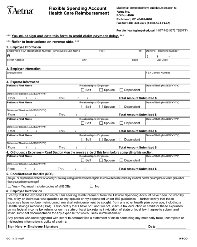 Flexible Spending Account Health Care Reimbursement