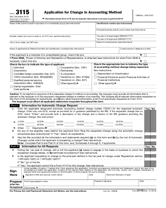 Form 3115 Edit Fill Sign Online Handypdf