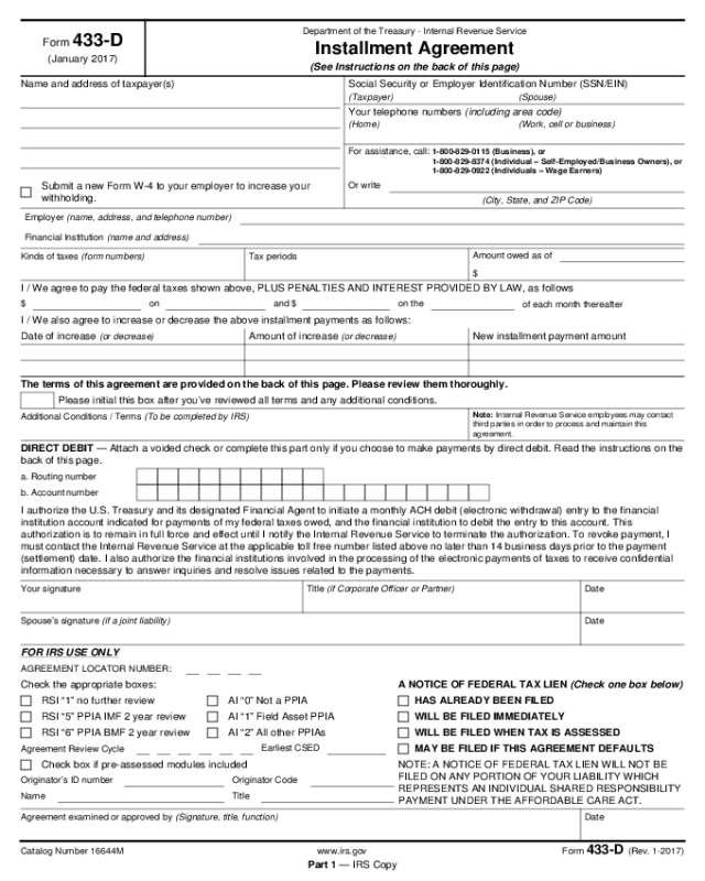 Form 433d Edit Fill Sign Online Handypdf