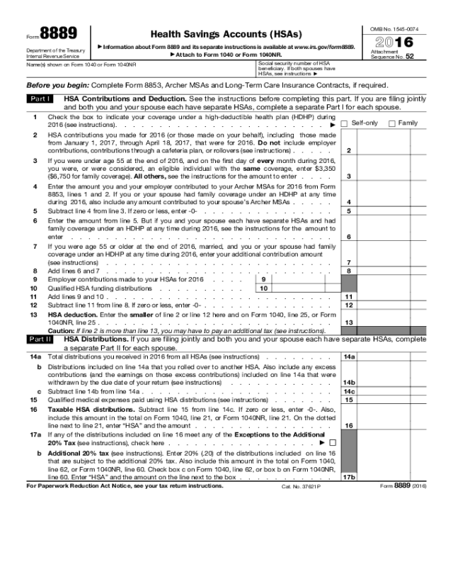 Form 8889 - Edit, Fill, Sign Online | Handypdf