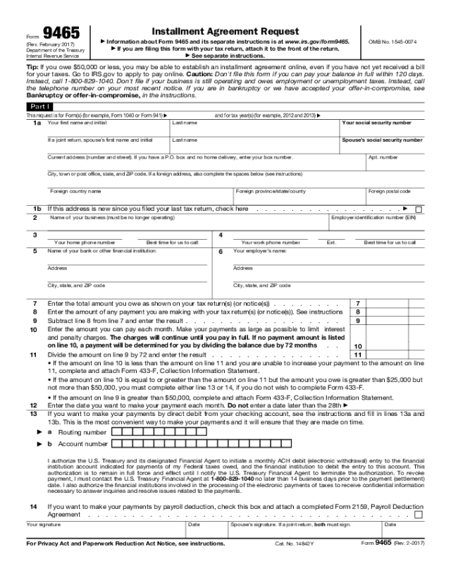 Form 9465 Edit, Fill, Sign Online Handypdf