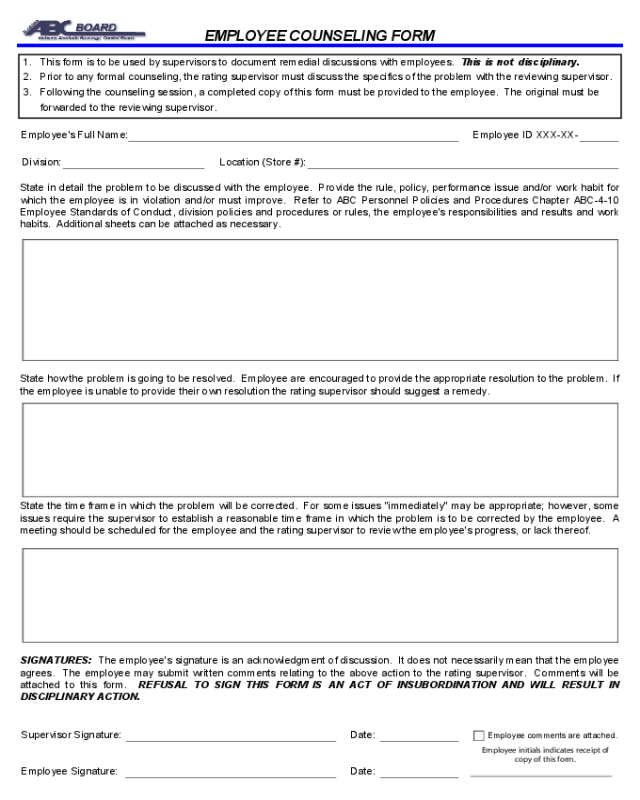 General Employee Counseling Form