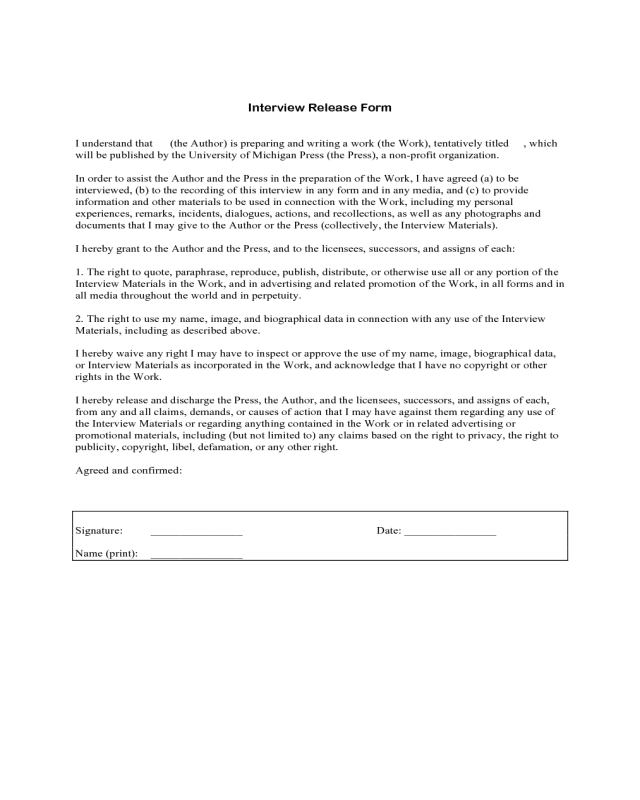 General Interview Release Form