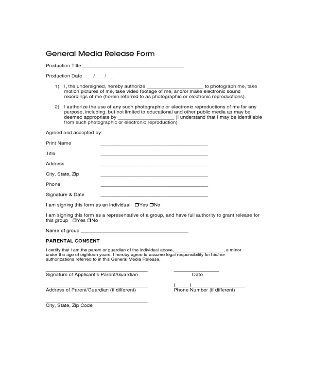 General Media Release Form