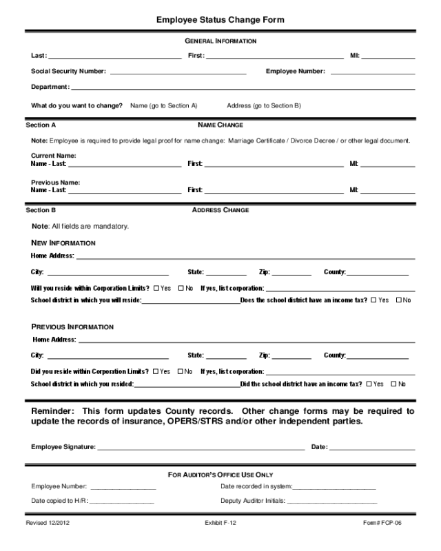 2024 Employee Status Change Form Fillable Printable PDF Forms 