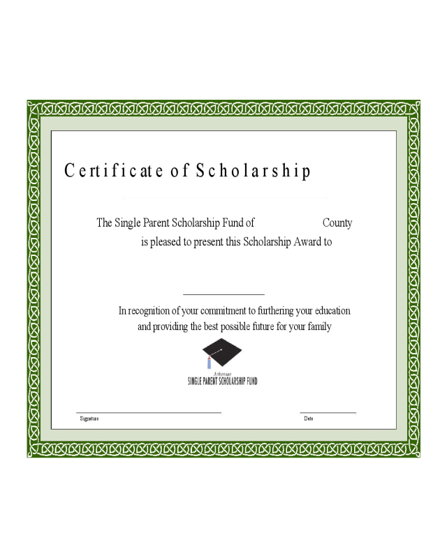 Generic Scholarship Certificate Template