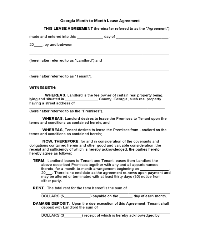 georgia monthly lease agreement edit fill sign online handypdf