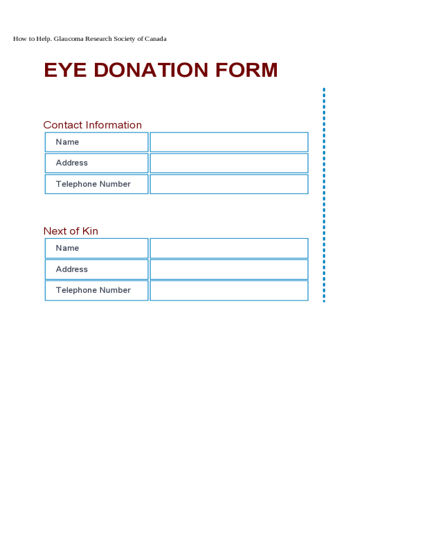Glaucoma Research Eye Donation Form - Canada