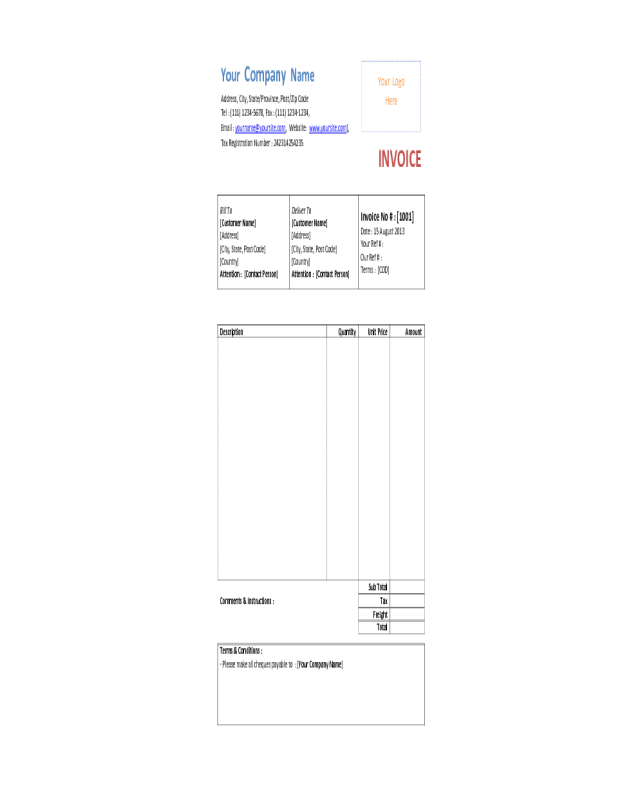 Graphic Design Invoice Template Sample