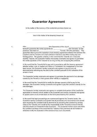 2024 Guarantor Agreement Form - Fillable, Printable PDF & Forms | Handypdf