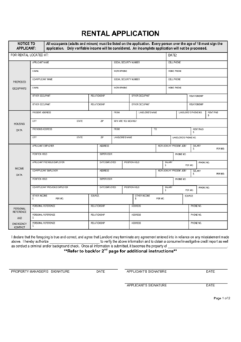 Hawaii Rental Application Form - Edit, Fill, Sign Online | Handypdf