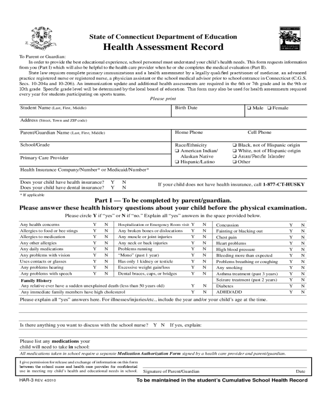2020 Medical Assessment Form - Fillable, Printable PDF ...