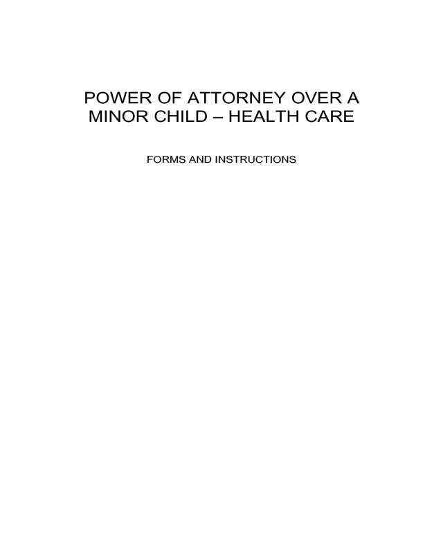 Health Care Power of Attorney over Minor Child - Arizona