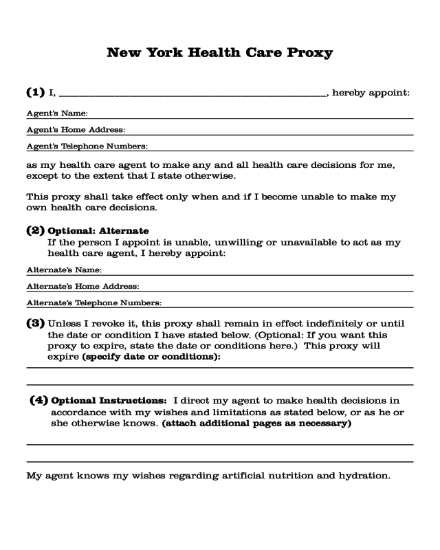 Health Care Proxy Form New York City Edit Fill Sign Online Handypdf