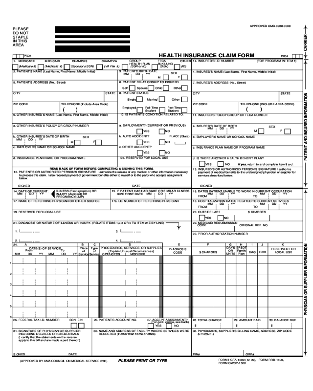 Health Insurance Claim Form Sample Edit Fill Sign Online Handypdf