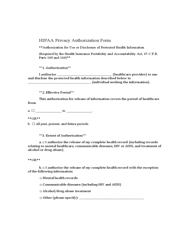 HIPAA Authorization Form