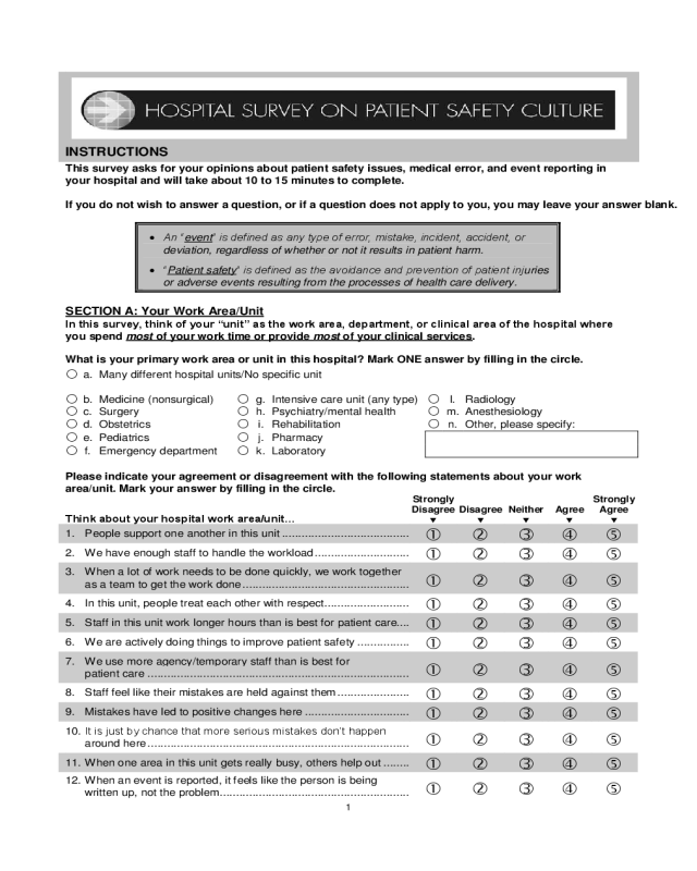 Hospital Survey on Patient Safety Culture
