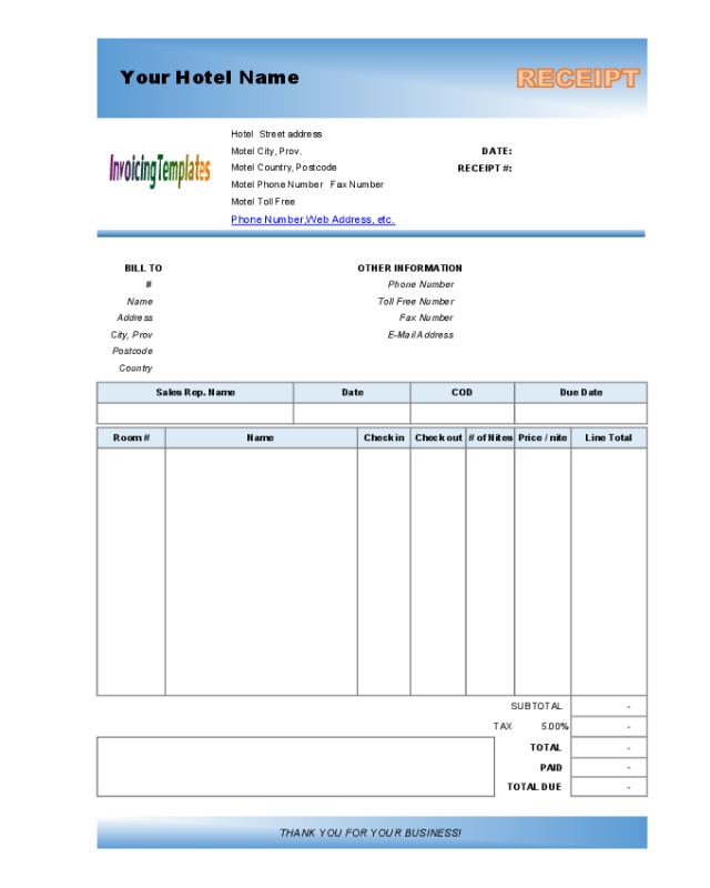 2022 hotel receipt template fillable printable pdf forms handypdf