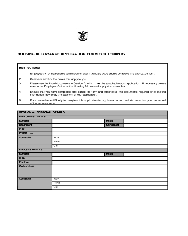 House Rent Allowance Application Form