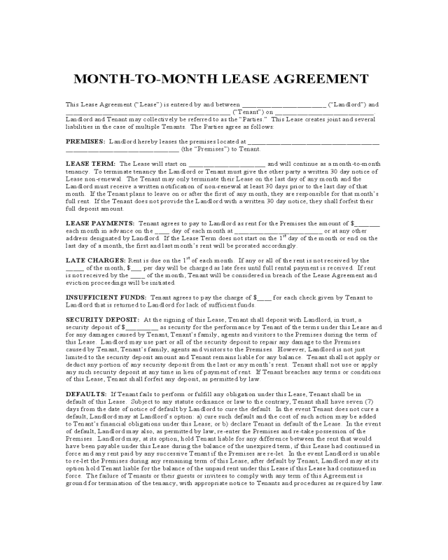 Illinois Monthly Lease Agreement