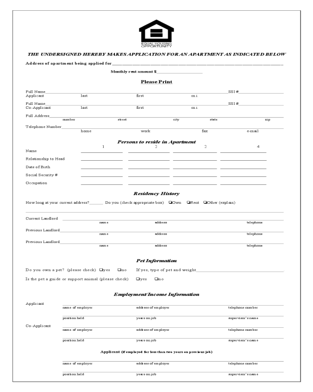 Illinois Rental Application Form