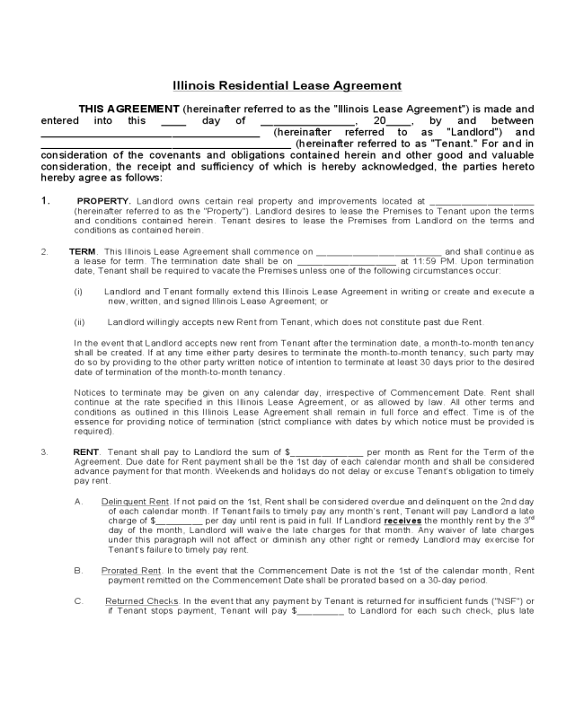 illinois residential lease agreement edit fill sign online handypdf