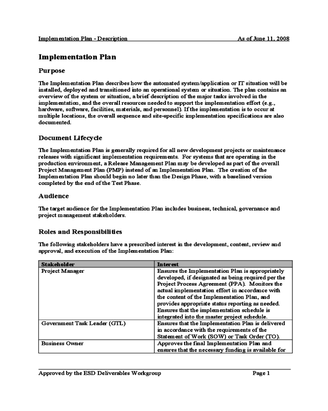 Implementation Plan Format
